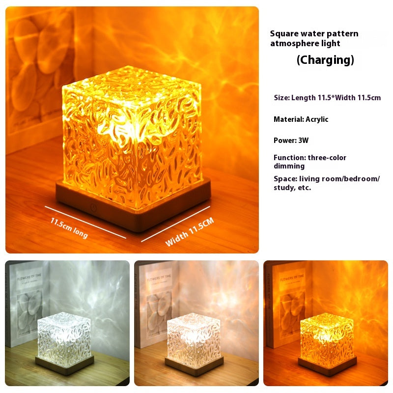 LED Water Ripple Ambient Night Light, 16 Color Gifts USB Rotating Projection Crystal