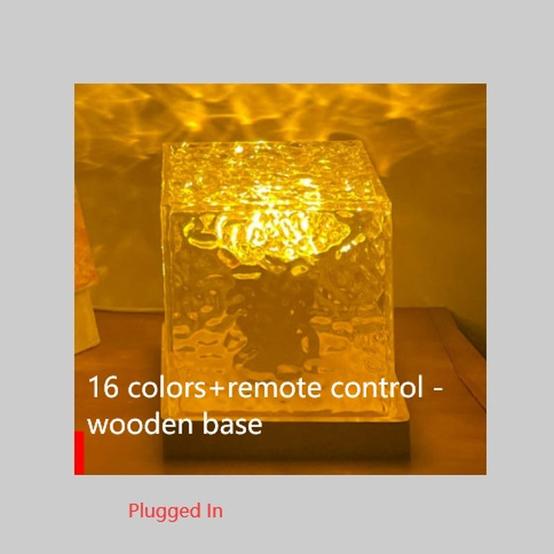 LED Water Ripple Ambient Night Light, 16 Color Gifts USB Rotating Projection Crystal