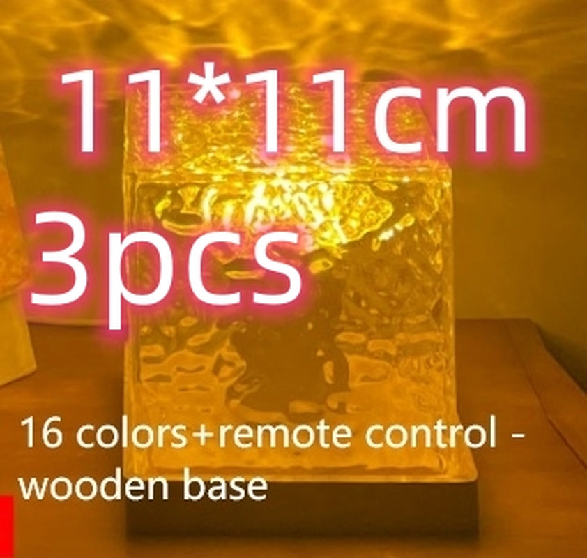 LED Water Ripple Ambient Night Light, 16 Color Gifts USB Rotating Projection Crystal
