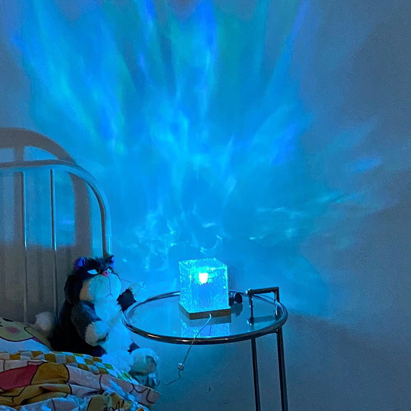 LED Water Ripple Ambient Night Light, 16 Color Gifts USB Rotating Projection Crystal 