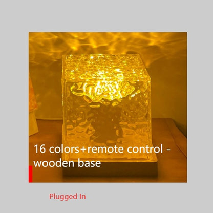 LED Water Ripple Ambient Night Light, 16 Color Gifts USB Rotating Projection Crystal 